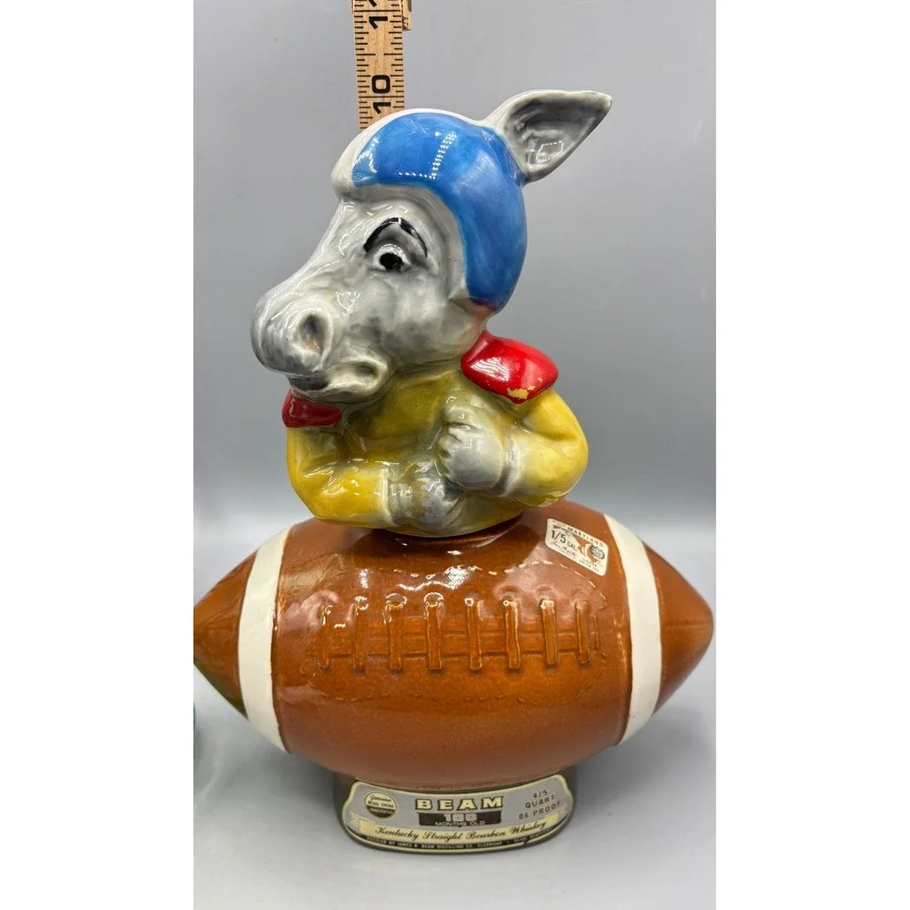 Vintage Jim‎ Beam Donkey Football Decanter Regal China 1970 Bourbon Bottle EMPTY